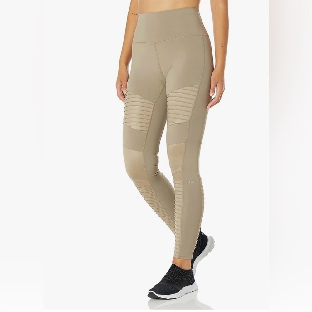 Alo Yoga Women's Tan MOTO High-Waist Leggings